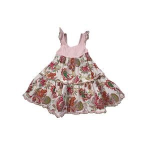 Icky Baby Seersucker Sun Dress Girls 24M Pink Floral Paisley Boho Cottage Summer